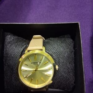 Kenneth Cole Gold Dial with Tan Leather Strap Watch